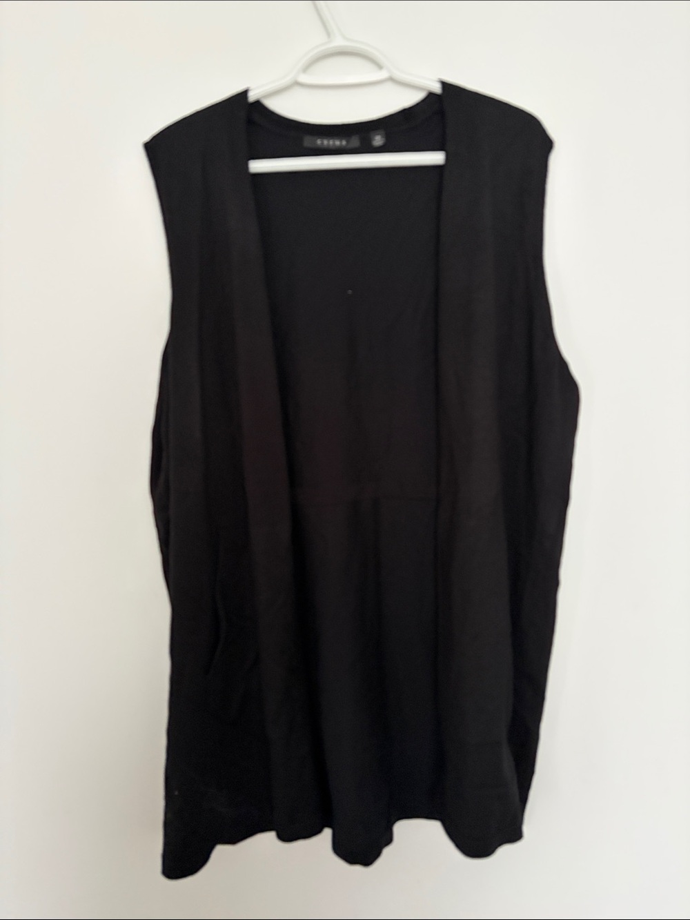 EILEEN Fisher Black Sleeveless Open Drape Tunic Vest